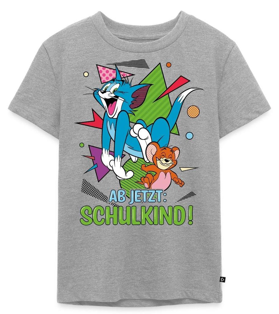 Spreadshirt Tom Und Jerry Ab Jetzt: Schulkind Kinder Premium T-Shirt, 110/116 (4 Jahre), Grau meliert
