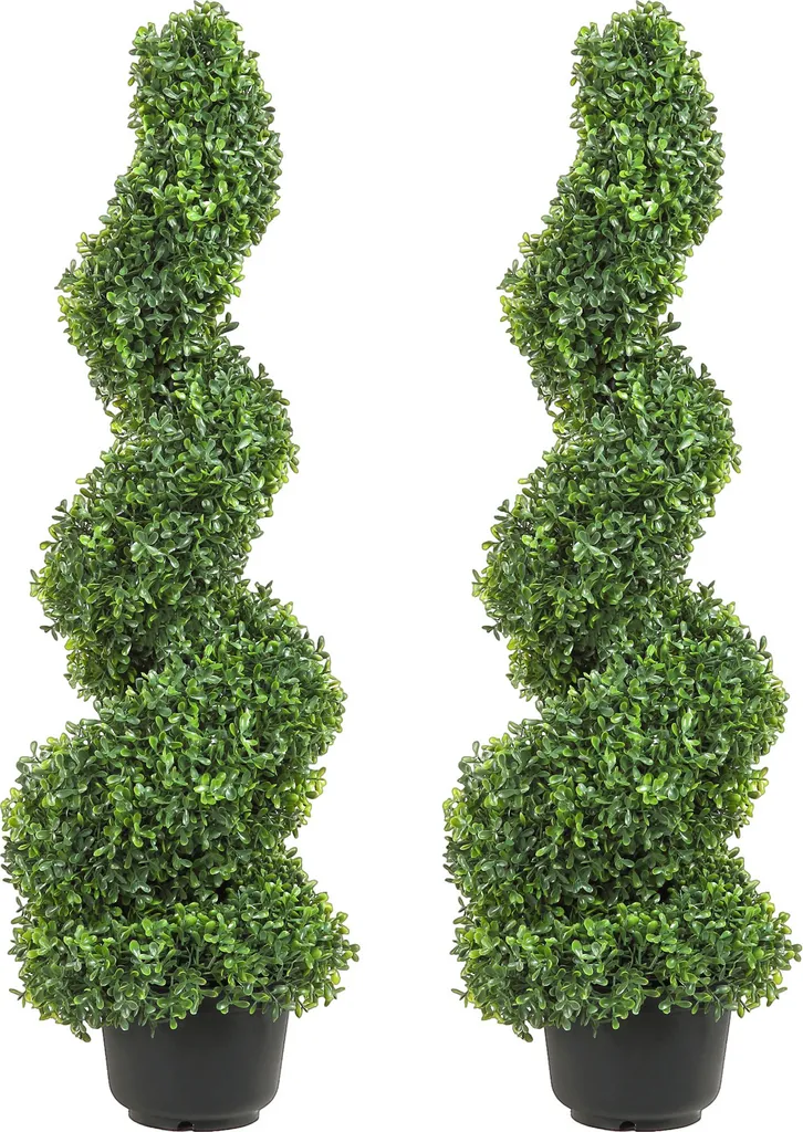 VEVOR Buis Artificiel en Spirale 122cm - Lot de 2 Plantes Décoratives PE
