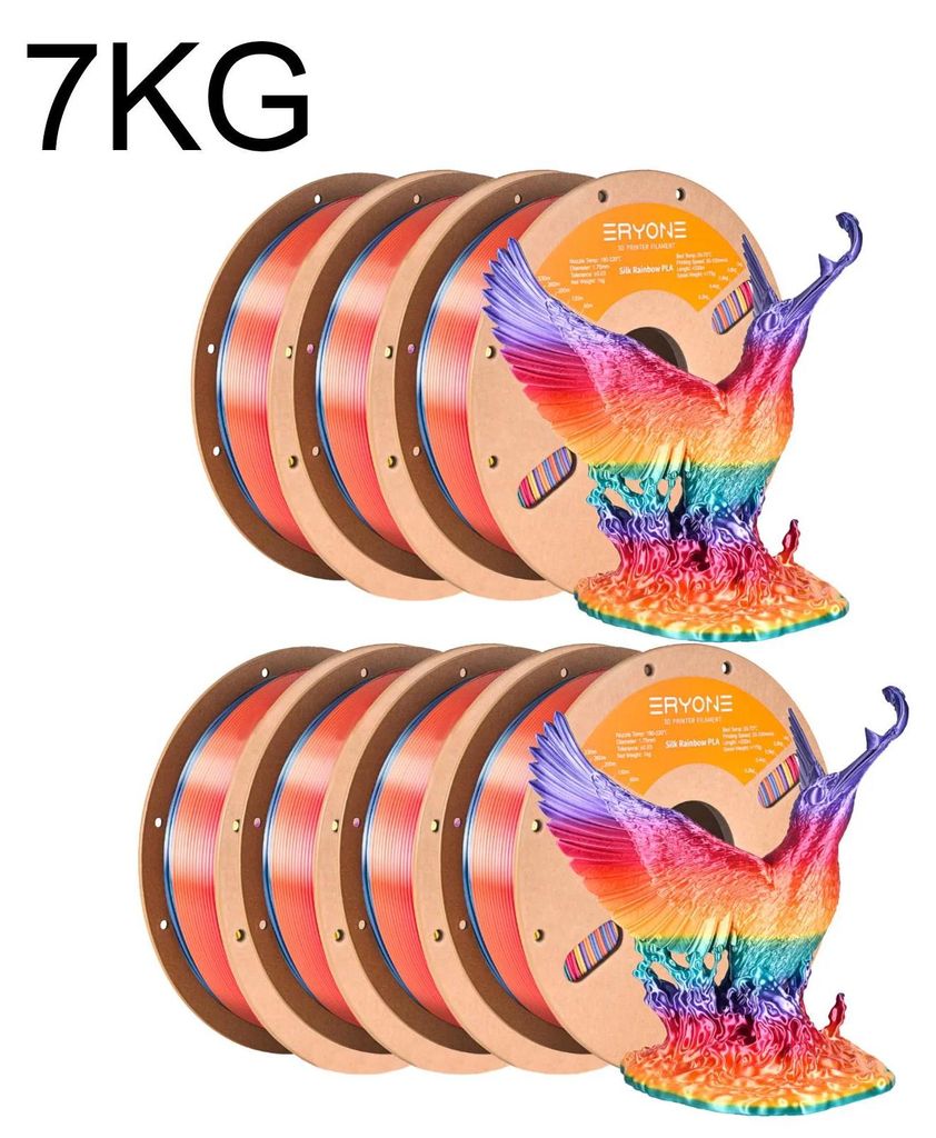 PLA Regenbogen Filament - 3D-Drucker Filament - 1,75 mm - Multicolor - 7 kg - Farbvariante Waterfall
