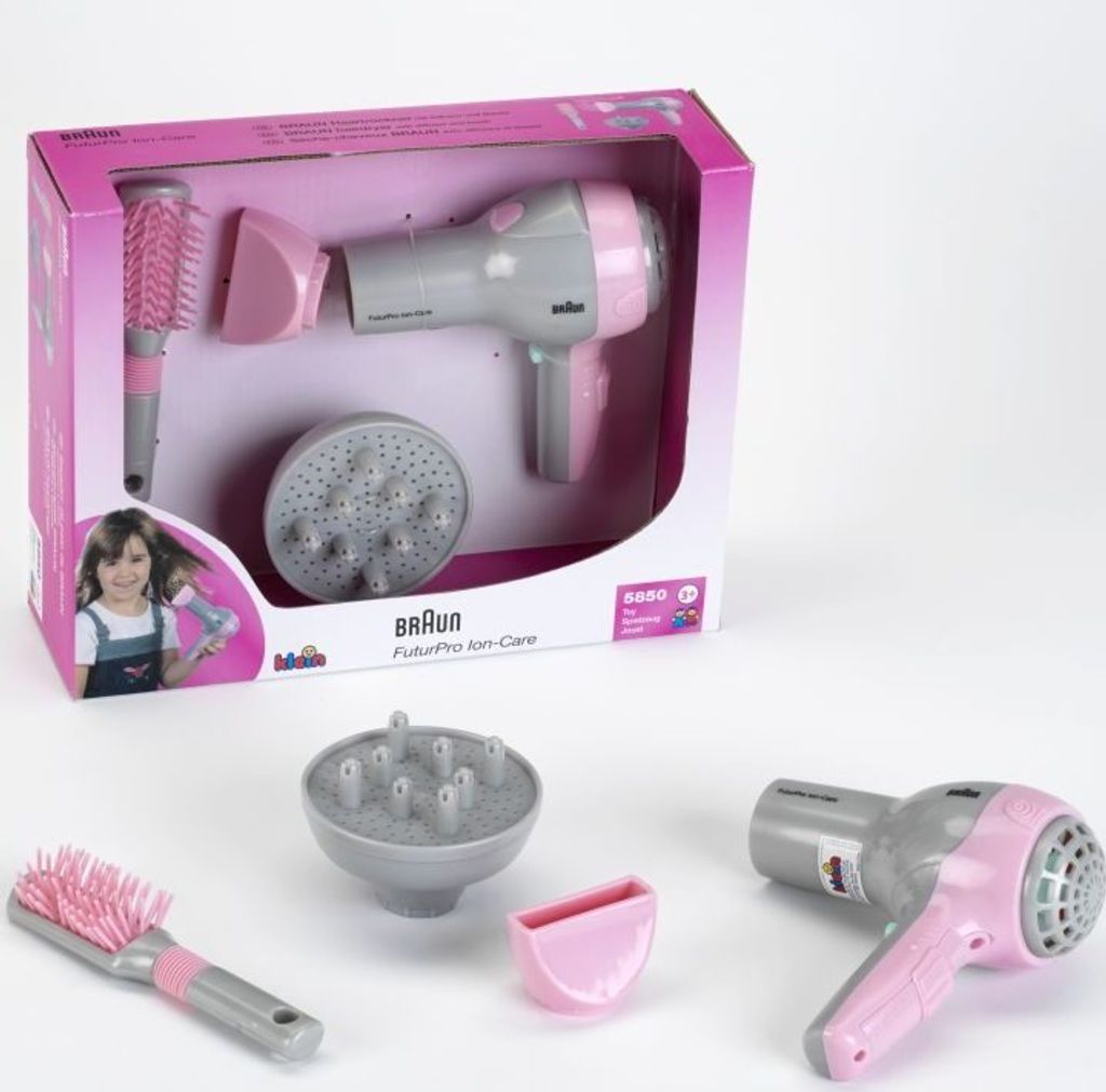 Klein Braun Haartrockner mit Diffusor und Bürste Spielzeugset 3+