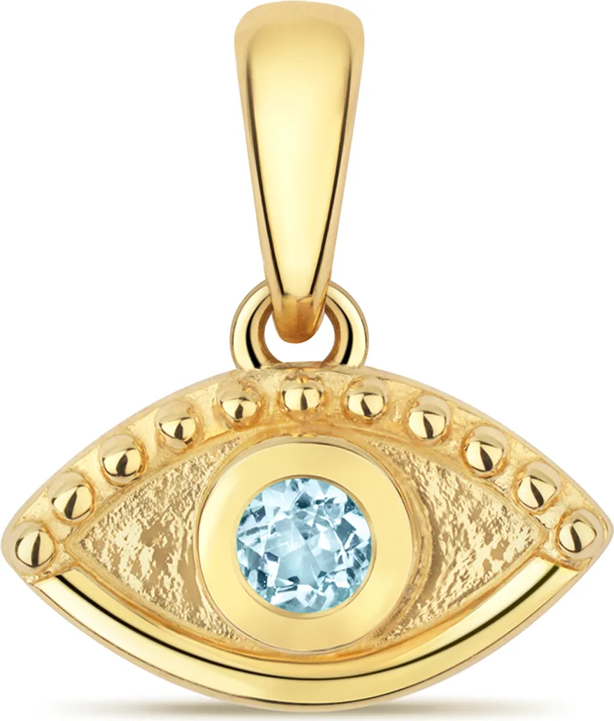 Pendentif Mauvais Œil Or 375/1000 et Aquamarine 12x11mm - TRS34944