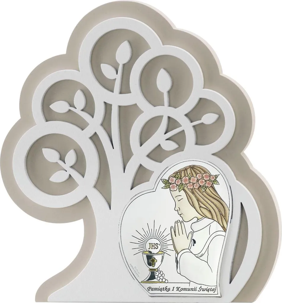 Cadeau de communion personnalisé en argent : image à graver 14x15,5 cm