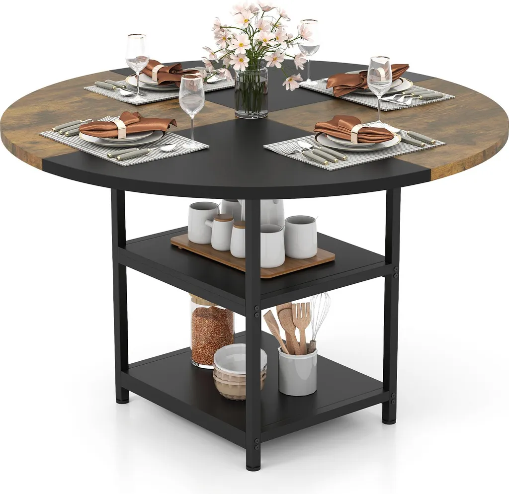 Table de salle à manger ronde 120cm Costway pour 4 à 6 personnes