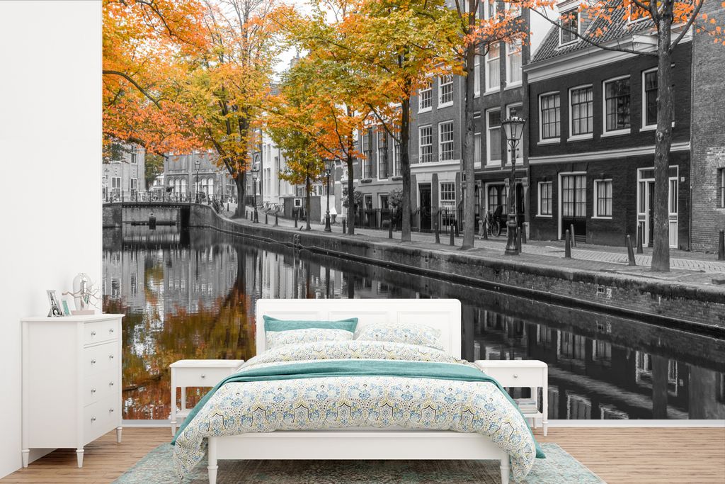 MuchoWow Fototapete für Wohnzimmer oder Schlafzimmer Wandtapete Vinyl Motivtapete Impression von der Prinsengracht in Amsterdam - 360x240 cm - V...