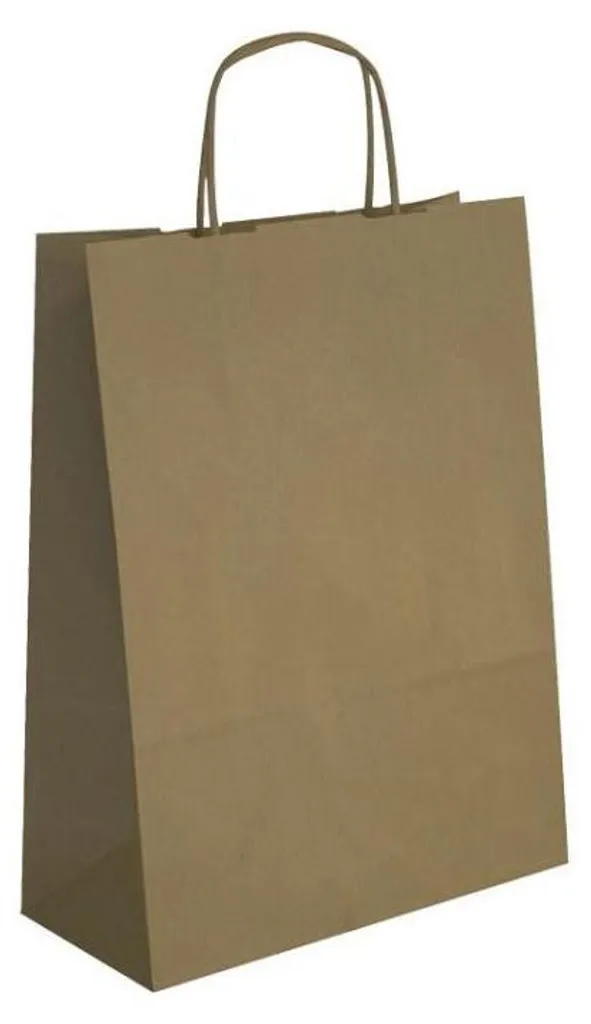 Grand Sac en Papier Kraft Marron avec Poignées Cordelettes 35x40 cm