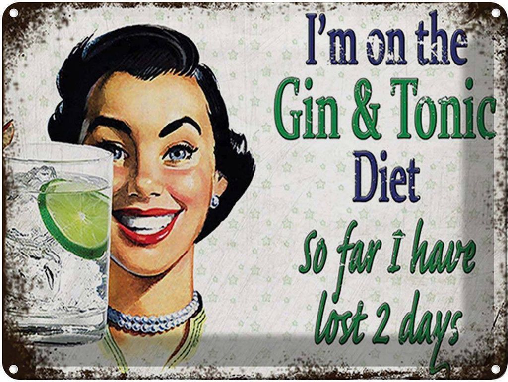 vianmo Blechschild 30x40 cm I ́m on the Gin & Tonic Diet