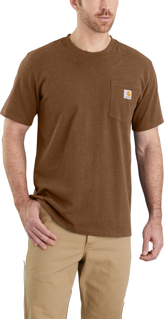 Carhartt K87 POCKET S/S T-SHIRT 103296, Farbe:oiled walnut heather, Größe:S