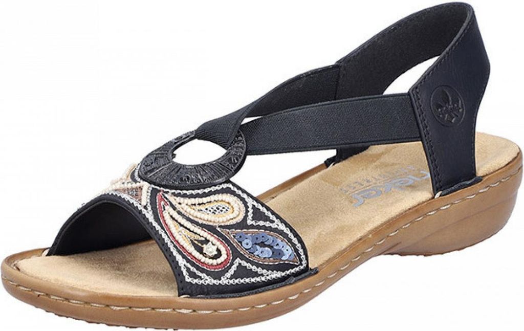 Rieker Damen bequeme Sandale in Schwarz, Größe 41