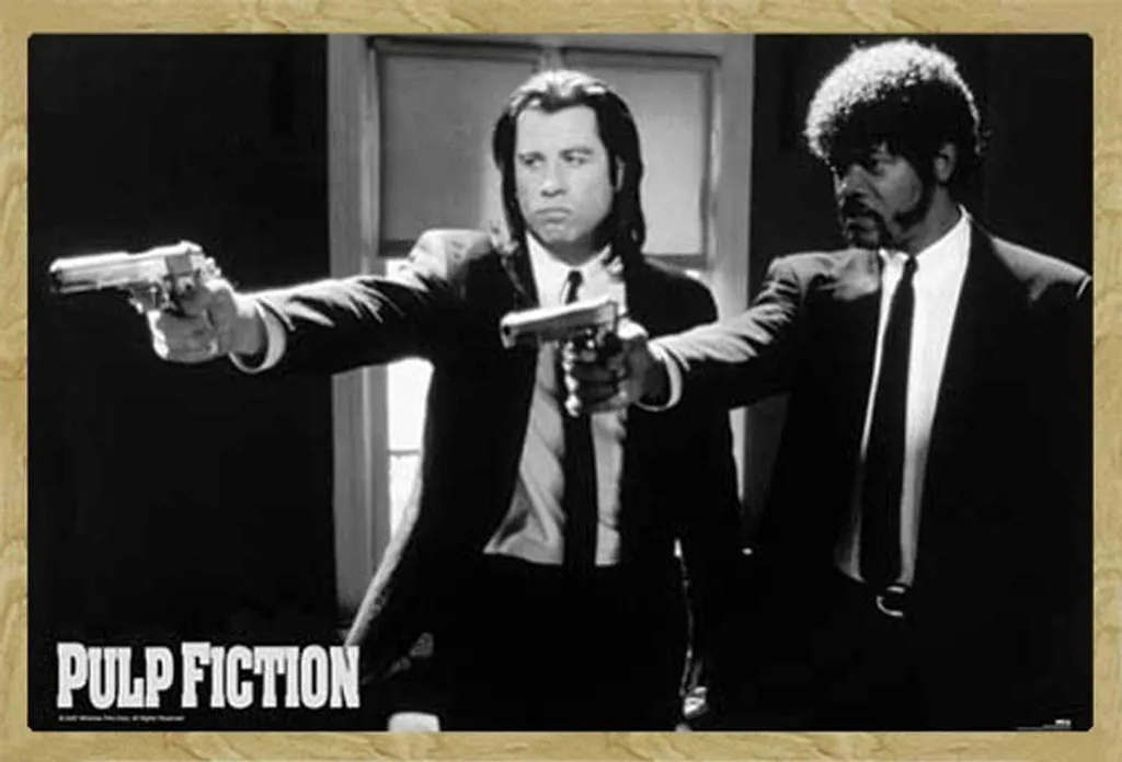 Poster Pulp Fiction Encadré Bois Hêtre pour Déco Murale Cinéma 61x91