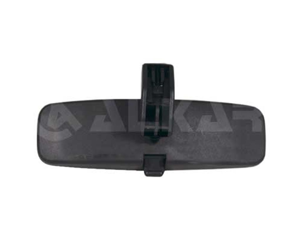 A black car interior mirror is shown against a white background.