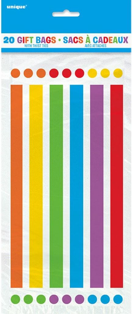 Geschenktüte Cello 12x28cm/20St. Rainbow Party