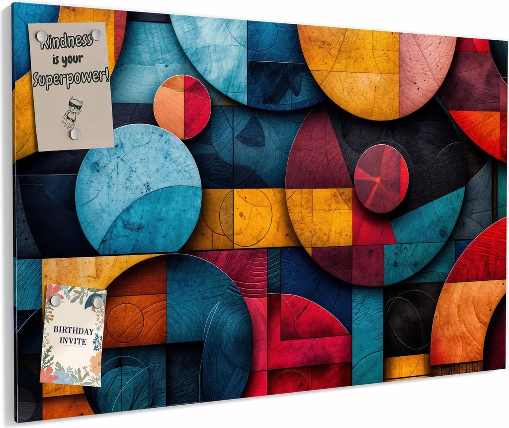 Magnettafel 90x60cm magnetisch & beschreibbar Metall-Board - Bunte Kreise