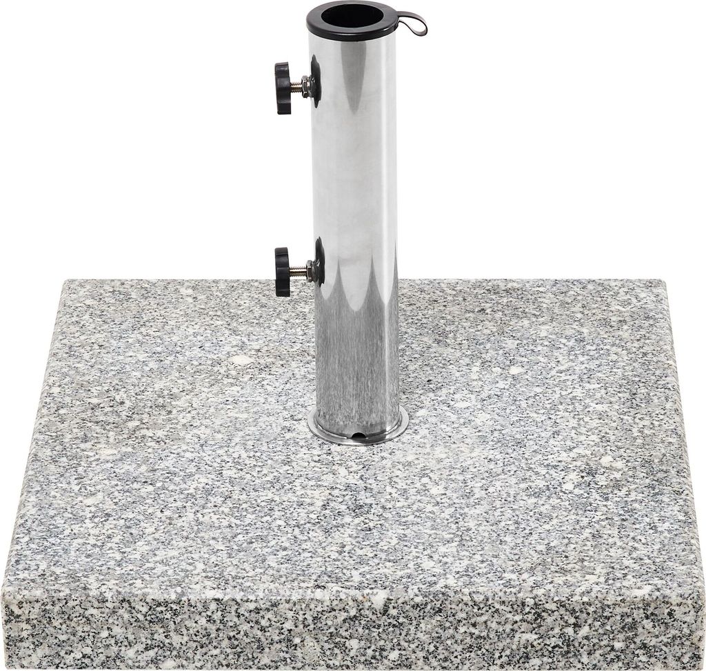 BELIANI Sonnenschirmständer Grau Granit 45x45 cm Quadratisch mit Edelstahlrohr Modern Garten Terrasse Balkon Outdoor Außenbereich Ausstattung Zub...