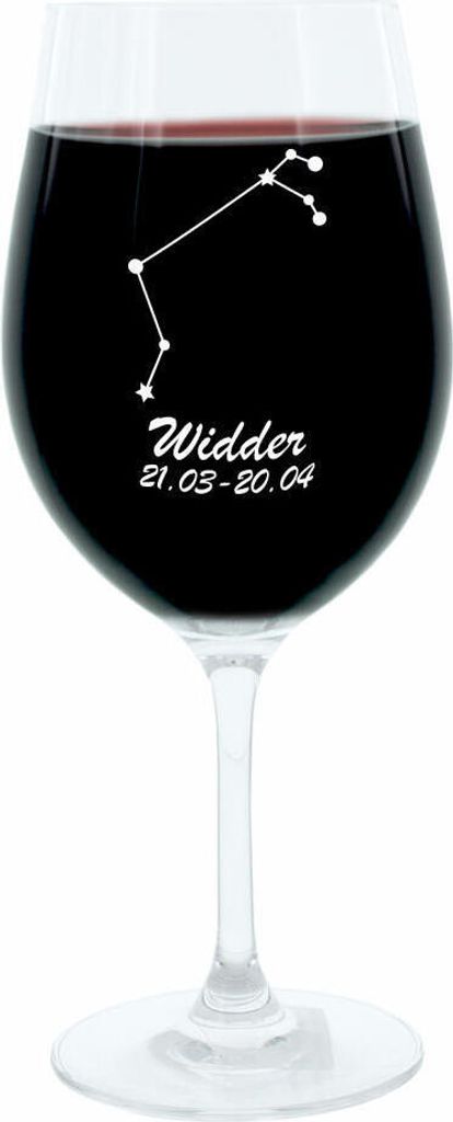 Leonardo Weinglas 400 ml, Motivglas, Sternbild Widder, Geschenk, Stimmungsglas mit Gravur, Moodglas, 22 cm