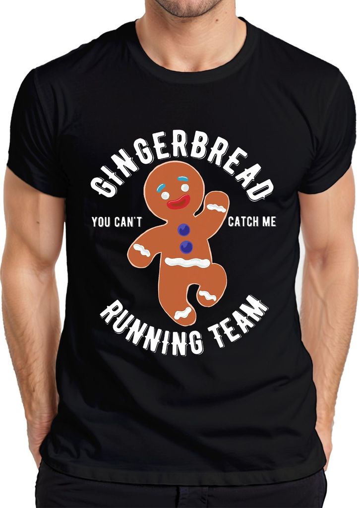 Gingerbread Running Team You Can't Catch Me Lustige Weihnachtsidee Herren T-Shirt, Schwarz, XXL