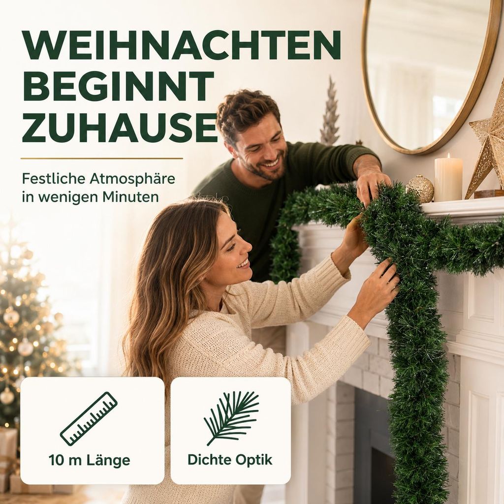 Weihnachtsgirlande Ø 10 cm grün 10 Meter