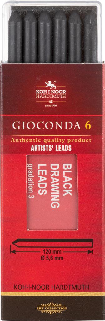 KOH-I-NOOR Pencil Graphite Leads 3 Zeichenkohle-Set 5,6 mm 6 Stck