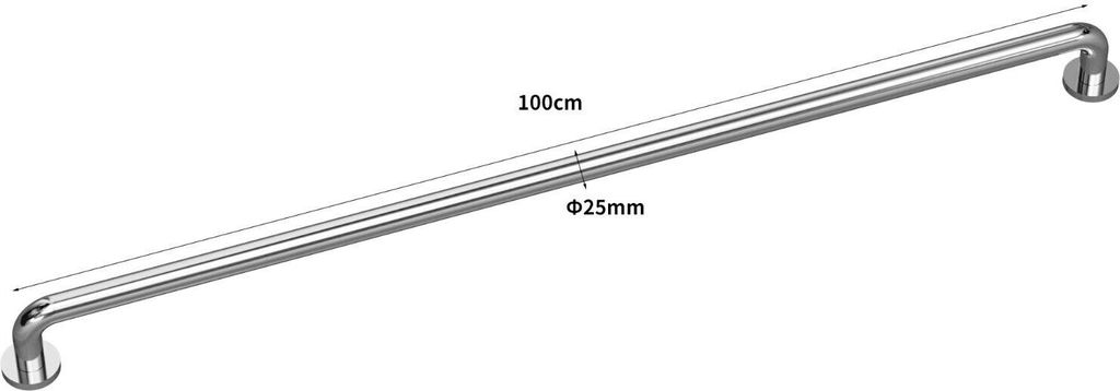Edelstahl Haltegriff Griff Wandgriff Bad Badewanne Dusche Stange gebürstet chrom Ø25mm, 100cm, poliert