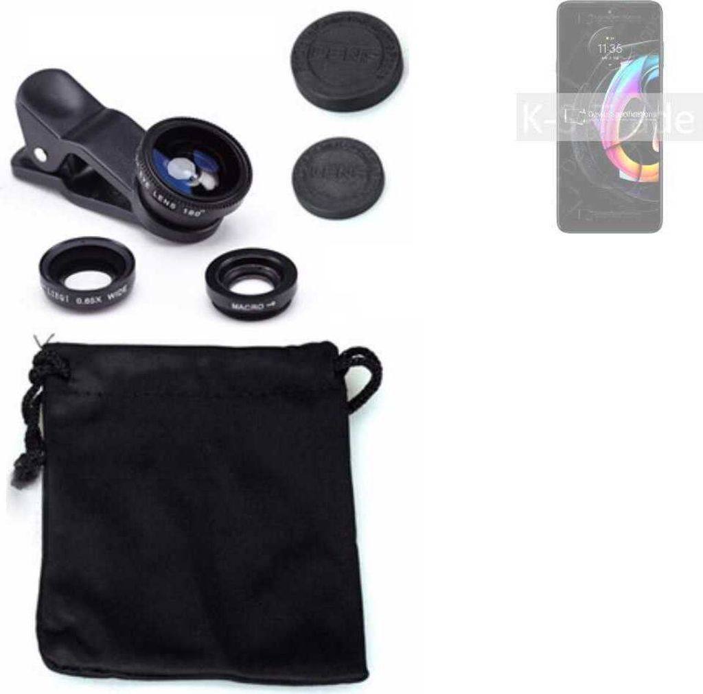 K-S-Trade Smartphone Kamera Linsen Set Kompatibel mit Motorola Edge 20 Fusion 3in1 Clip-On Kamera Adapter Macro Weitwinkel FishEye Fischauge Objektiv