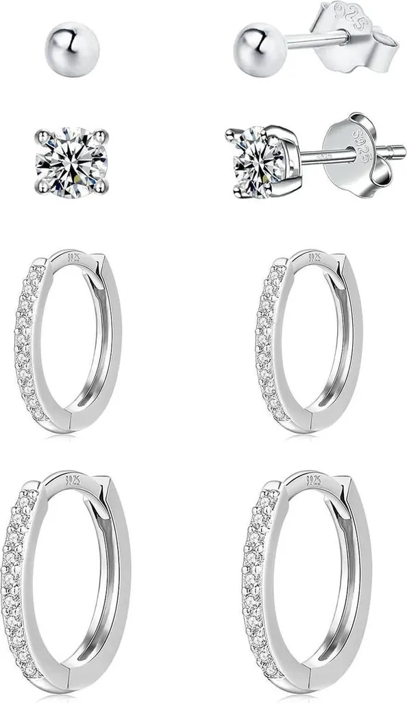 Orecchini A Cerchio In Argento Sterling 925 Con Zirconia Cubica – Placcati Rodio, 15 Mm - 4