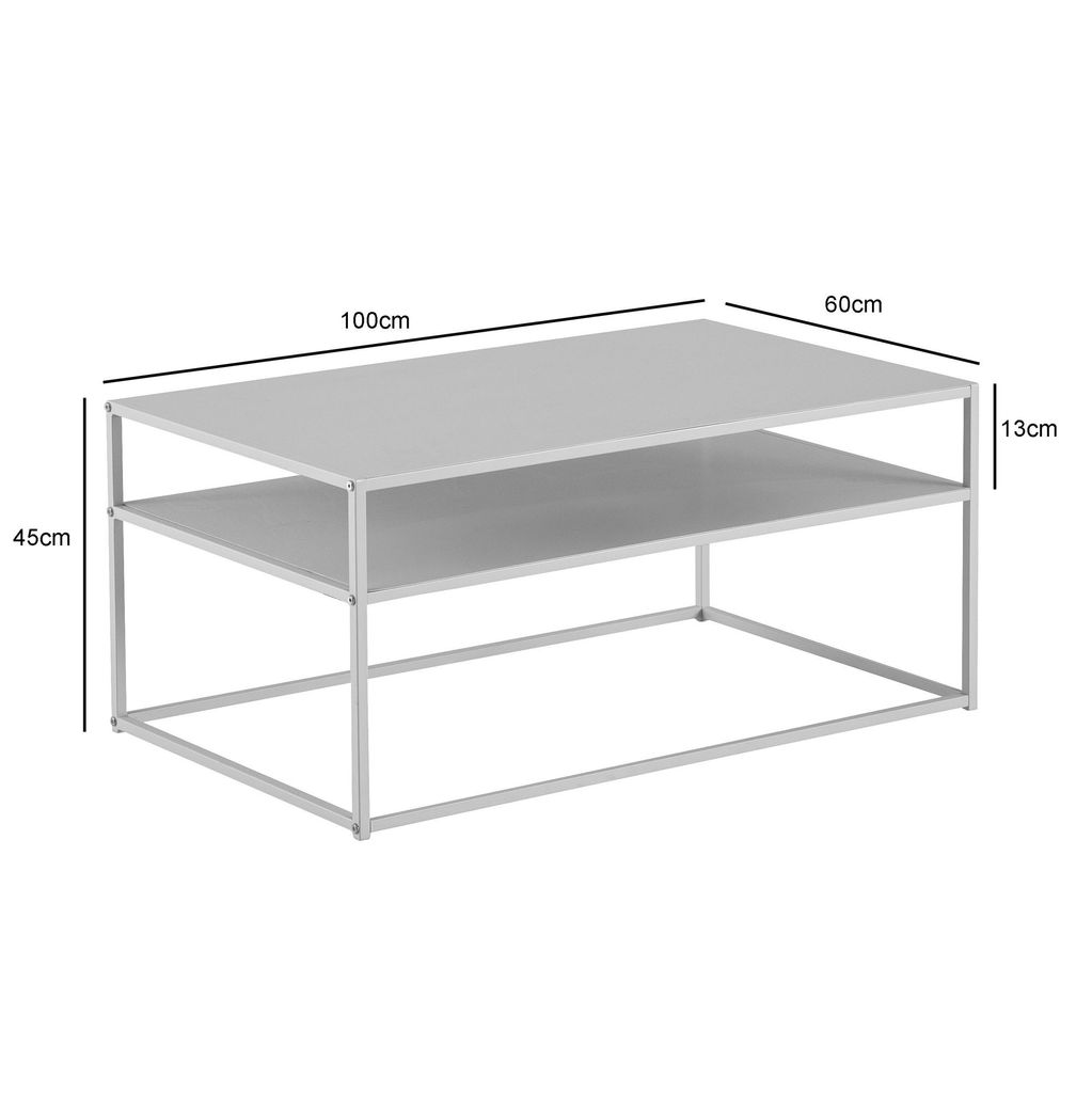 Couchtisch FineBuy Sofatisch 100 cm Weiß Metall Produktbild 3