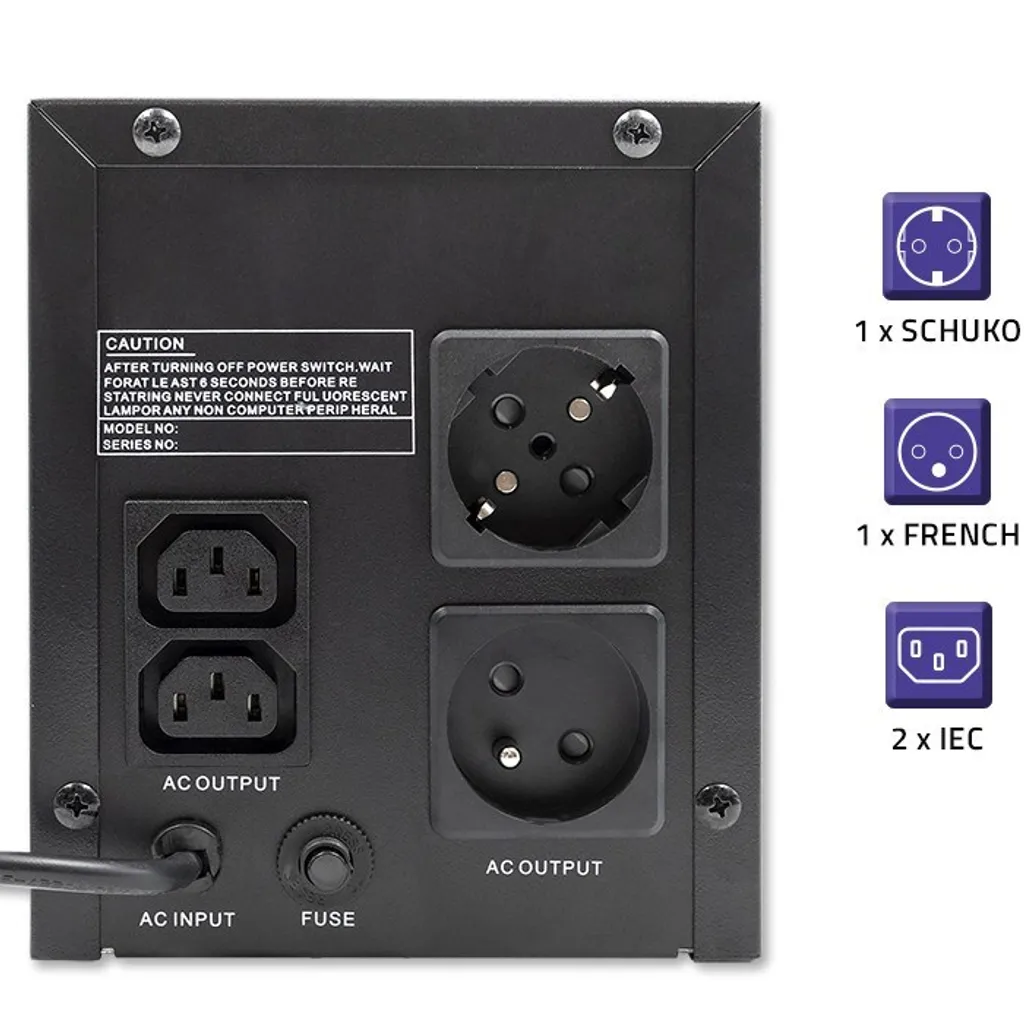 Alimentation Sans Interruption UPS 1.5 kVA 900W Qoltec Line-Interactive - 5