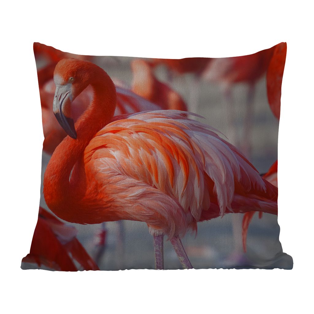 MuchoWow Outdoor Kissen - Flamingo - Vogel - Tiere - Rosa - 50x50 cm - Wetterfest - Lounge Kissen - Komfortabel - Kissen mit Bild