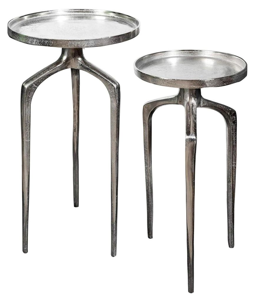 2er Set Beistelltische Abstract 59cm Silber Shabby Chic