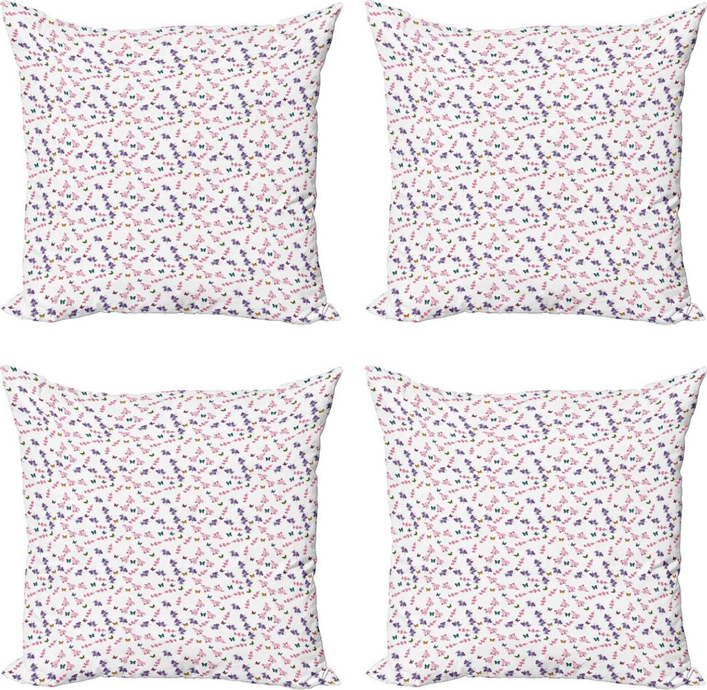 ABAKUHAUS Blume Kissenbezug Set (4 Stück), Zier Feminine Corsage, Moderner Doppelseitiger Digitaldruck, 45 cm x 45 cm, Mehrfarbig