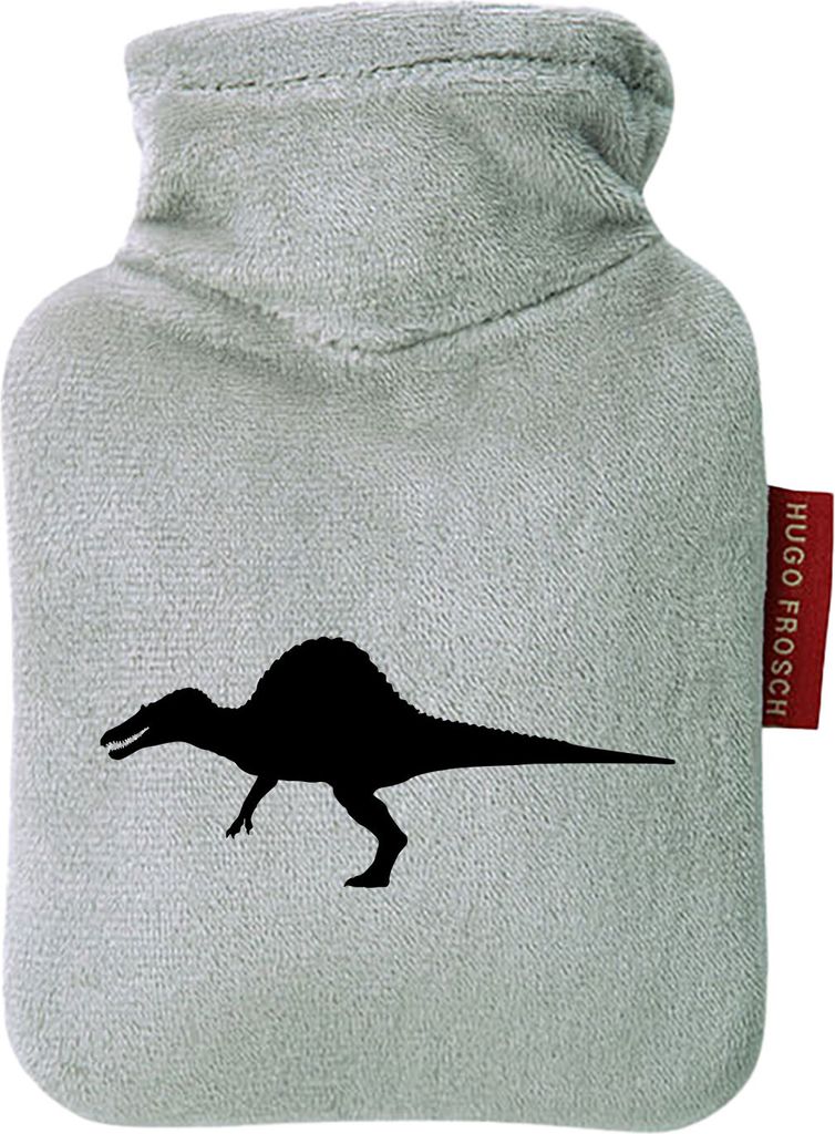 Huuraa Mini-Wärmflasche Spinosaurus Dinosaurier 0,2 Liter Grey Mini Veloursbezug Taschenwärmer Geschenkidee