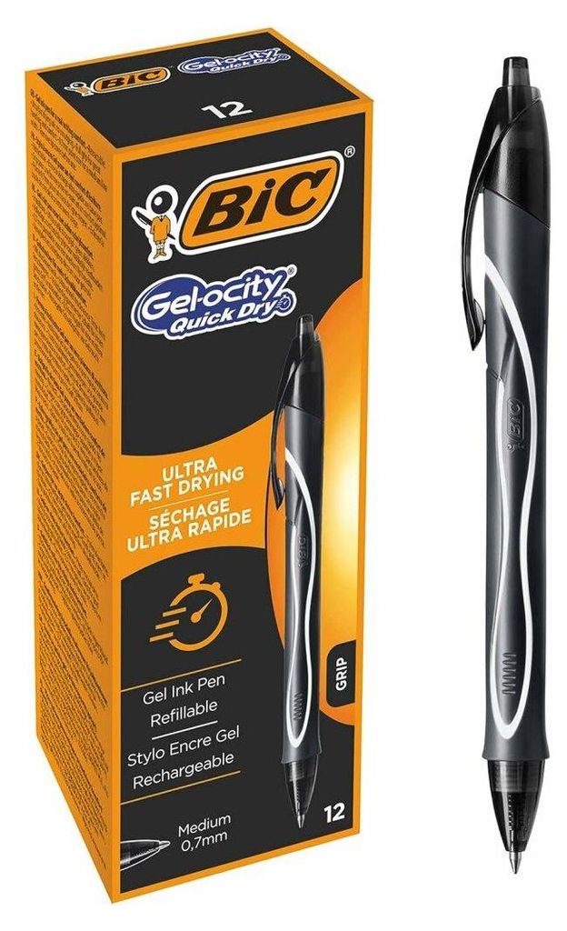 Flüssigtintenstift Bic Gel-ocity Quick Dry Schwarz 0,3 mm (12 Stück)