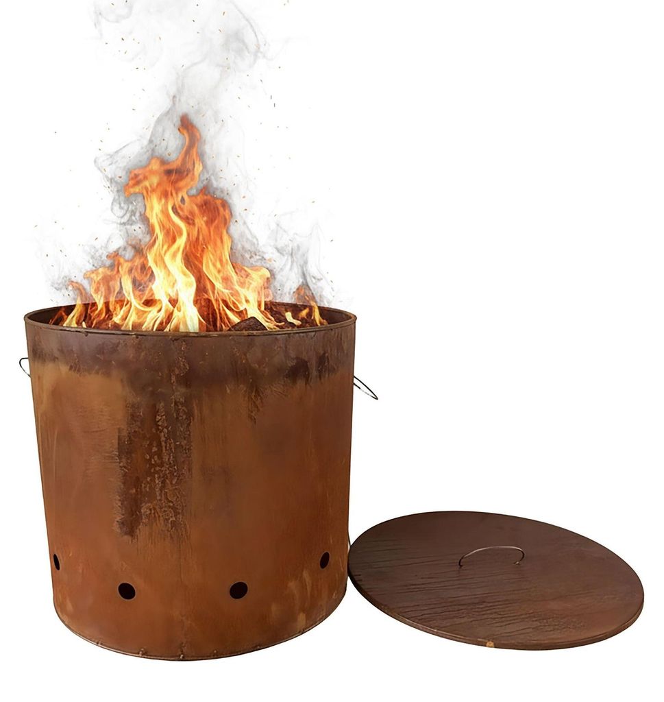 Feuerschale aus Cortenstahl mit Deckel - Hohe Ausführung