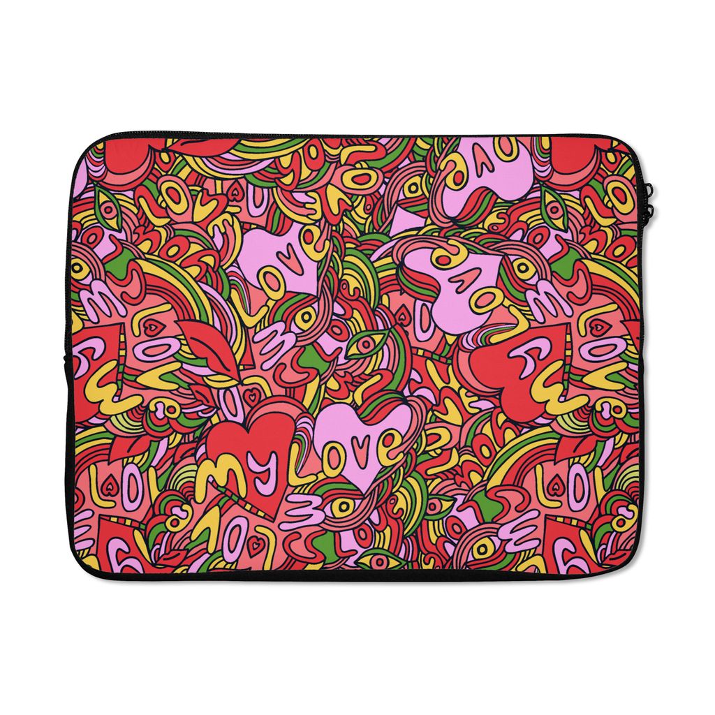 MuchoWow Laptop Hülle 17 Zoll Laptoptasche Design - Herz - Valentinstag - Zipper - Schutzabdeckung