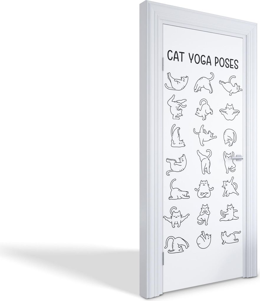 Selbstklebende Türfolien Kreativ Türtapeten Wandsticker - Katzen-Yoga-Posen - 75 x 205 cm