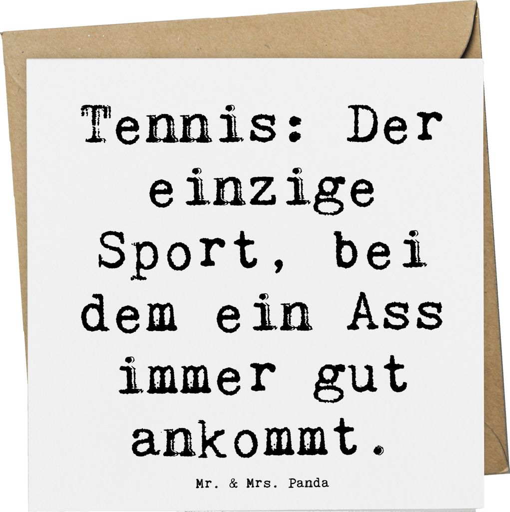 Mr. & Mrs. Panda Klappkarte Spruch Tennis Ass - Weiß - Geschenk, Wettkampf, doppelkarte, Teamsport, Aufschlag, faltkarte, Grußkarte, anlasskarte,...