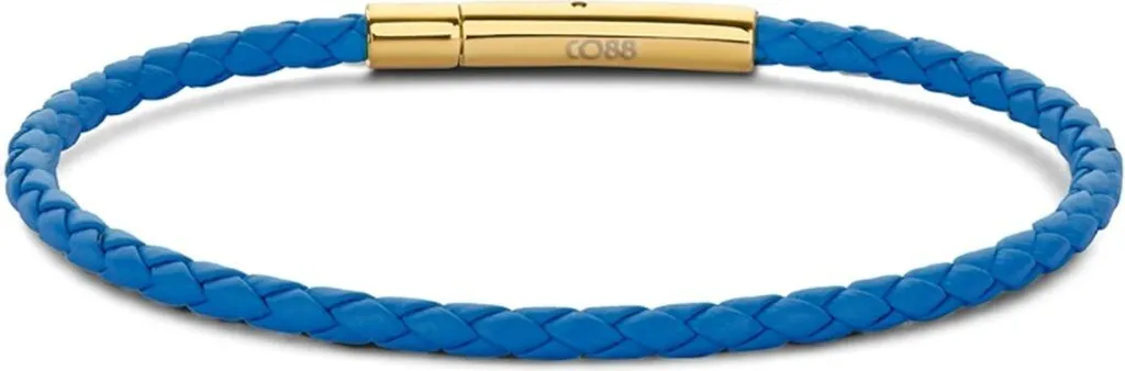 Bracciale CO88 8CB-90909: Eleganza in Pelle Blu e Oro Giallo 18k