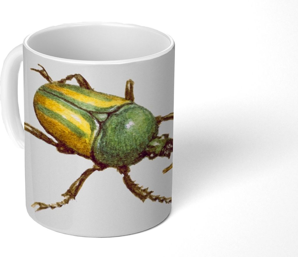 MuchoWow Tasse Kaffeetasse Kaffeebecher 350 ml Käfer - Insekten - Aquarell Teetasse - Fototasse - Becher - Keramikbecher - Teebecher - Kaffeetas...