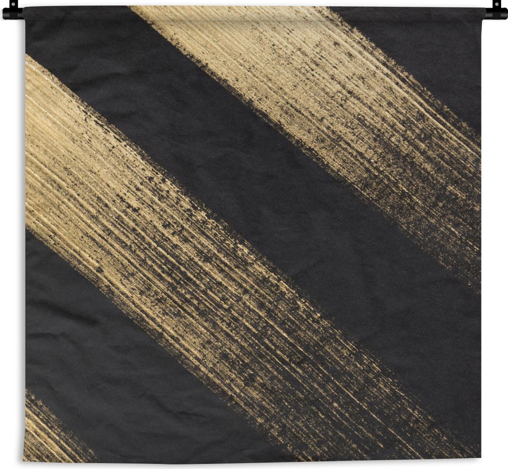 MuchoWow Wandteppich Wandbehang Goldene Farbstreifen auf schwarzem Hintergrund 150x150 cm Tapisserie Dekoration Wandtuch - Wohnaccessoires - Mode...