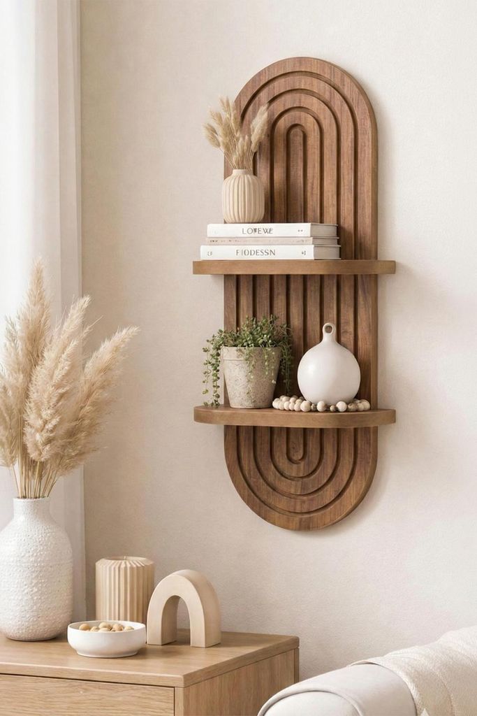 Skye Decor, Wandregal aus 100% MDF, Eiche, 26 x 35 x 13 cm | 18 mm dick | Moderner skandinavischer Stil, geometrisches Design | Perfekt für jedes ...