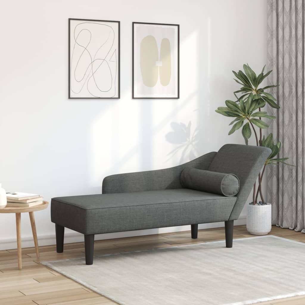 "im Angebot" Chaiselongue mit Kissen Dunkelgrau Stoff - Recamieren CC17663