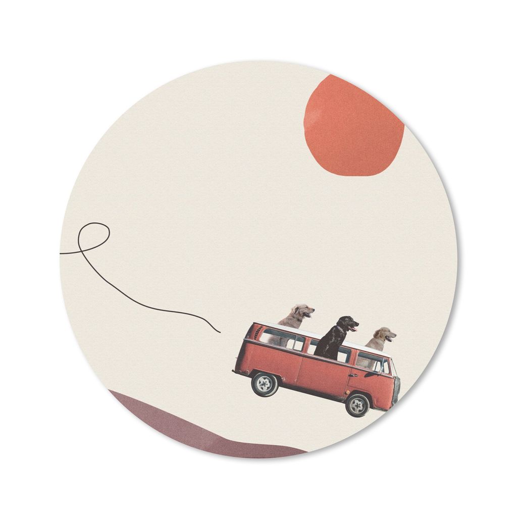 MuchoWow Mauspad Mousepad Hund - Retro - Bus 30x30 cm - Mousepads - Maus Mat - Pad - Mausunterlage - Tischunterlage - Schreibtischmatten
