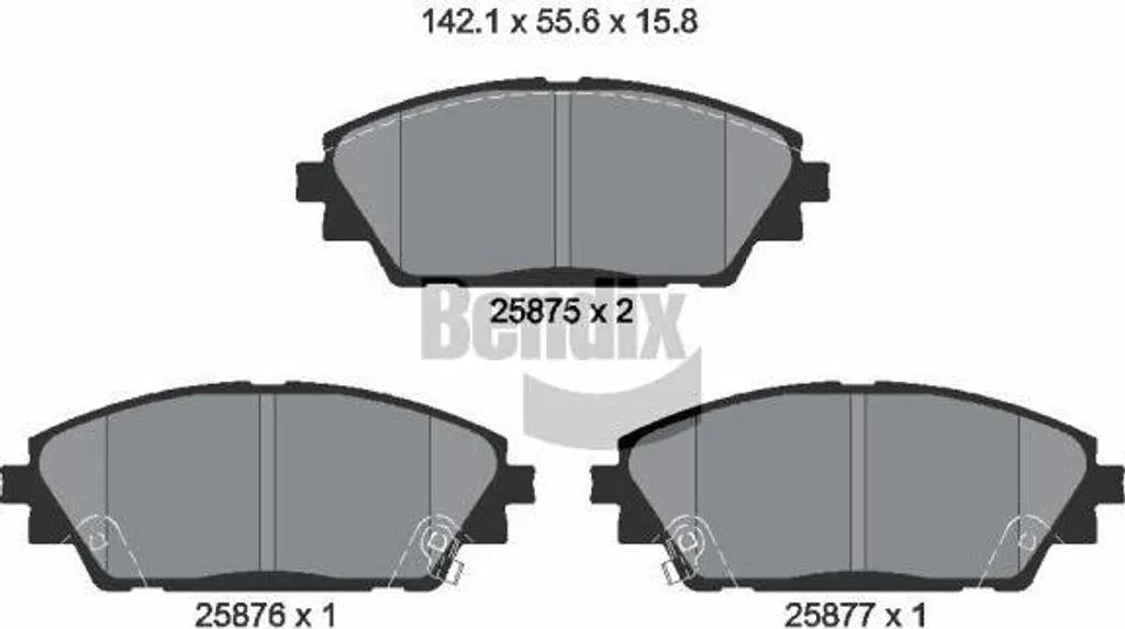 Plaquettes de frein Bendix BPD1477 anti-bruit pour Mazda 3 et CX-3