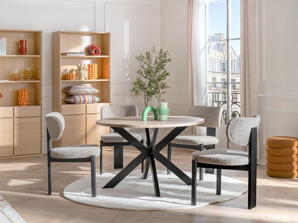 2 Stühle aus Buchenholz und Gummibaumholz - Taupe und Schwarz - WILANA