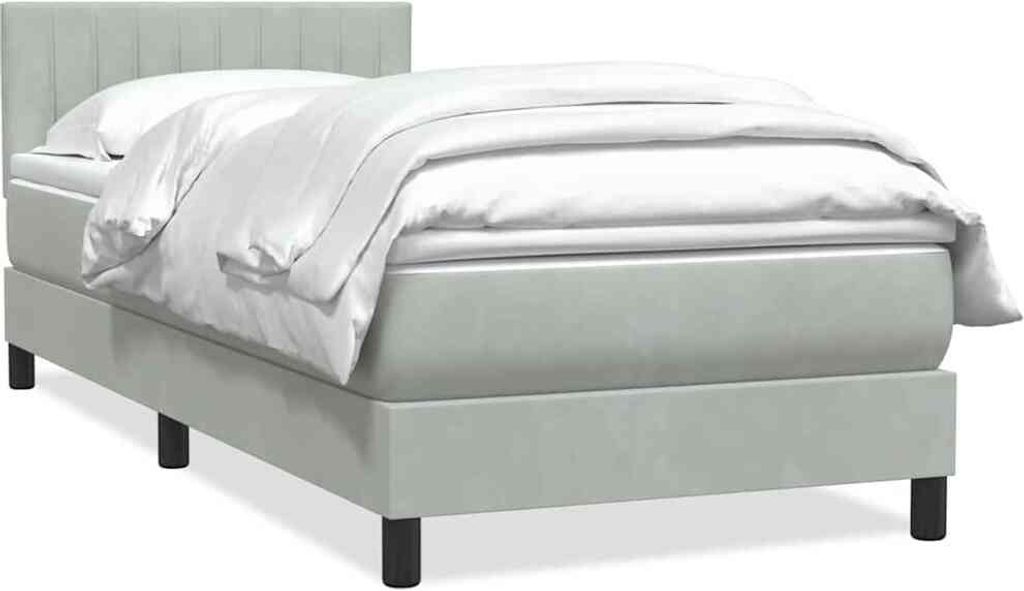 Best Möbel Bettrahmen inkl. Lattenrost - Boxspringbett mit Matratze Hellgrau 90x220 cm Samt - Klassische Betten Cloris Neu3926415 4parcel