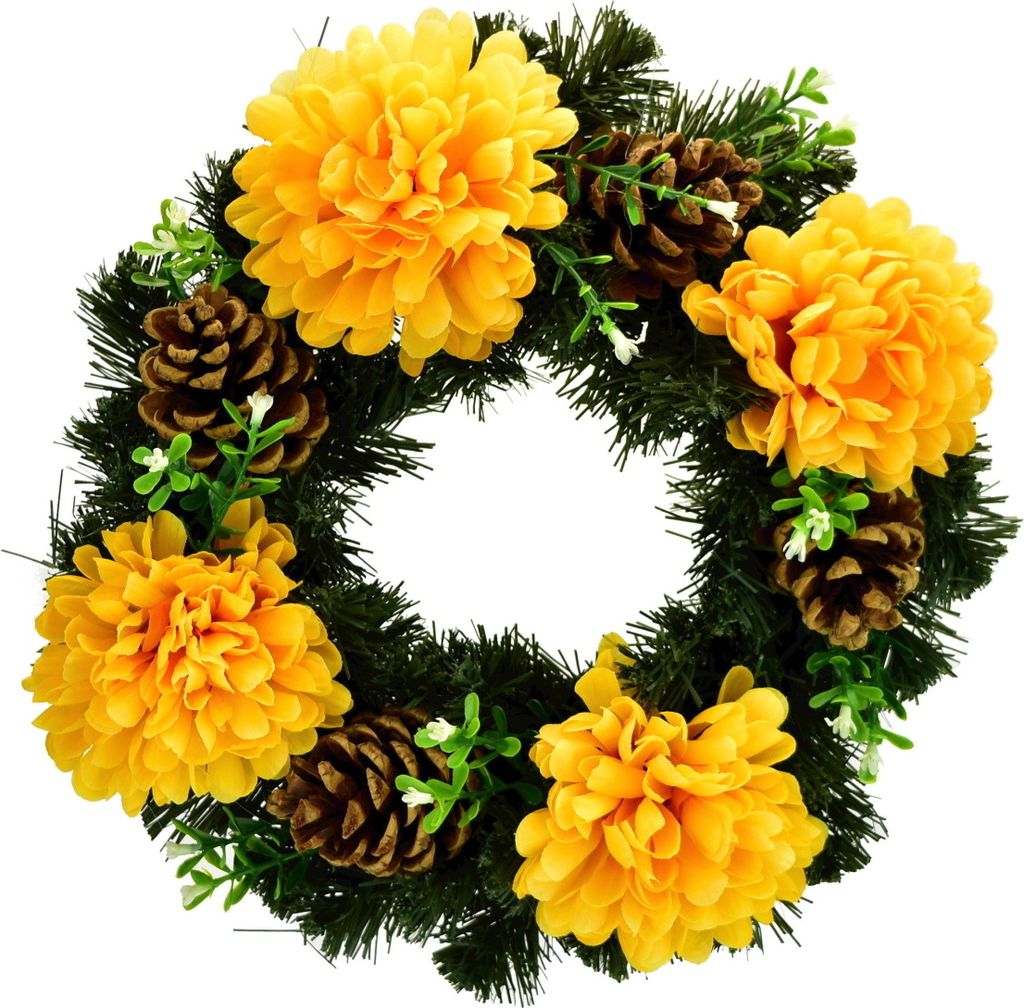 Herbstkranz mit gelben Chrysanthemen Ø30 cm
