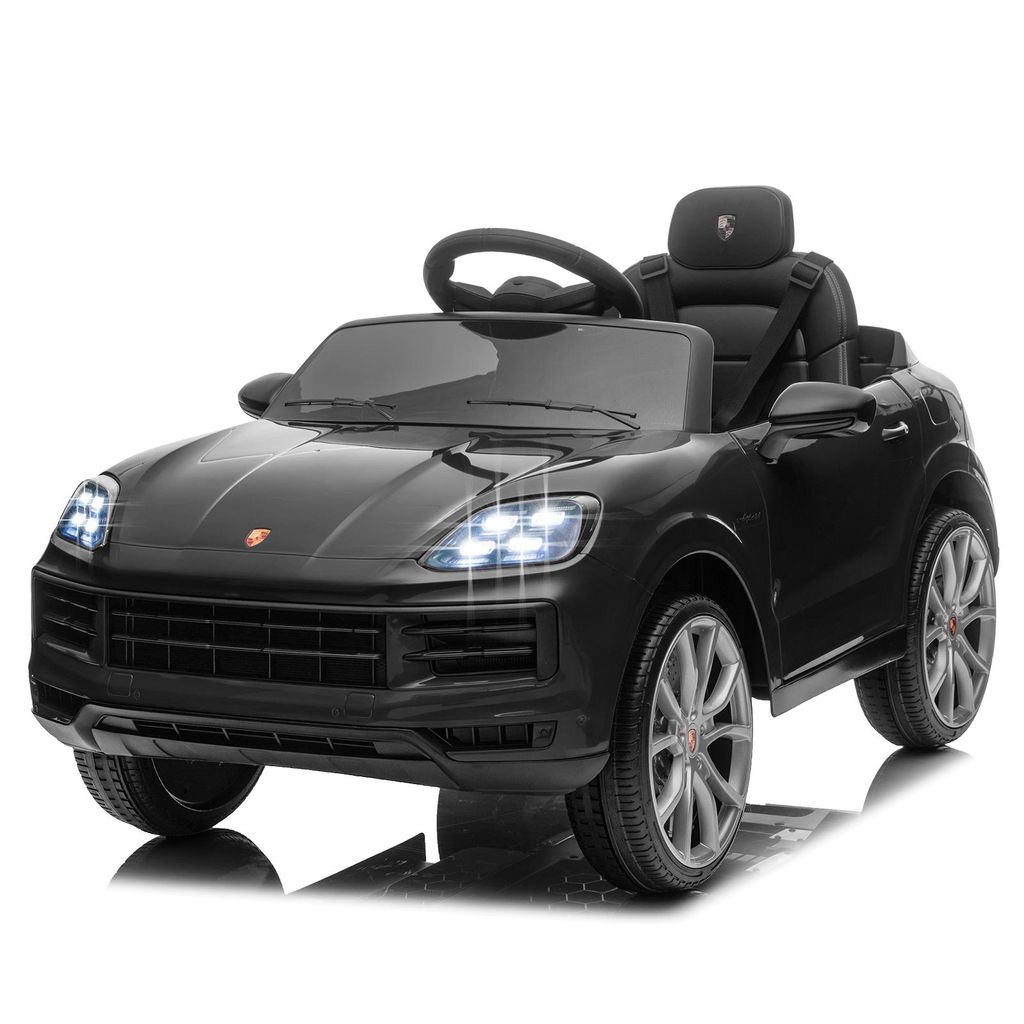 FCH Kinder Elektroauto 12V Kinderauto Elektrisch 2,4G-Fernbedienung, Porsche Cayenne Elektrofahrzeuge mit MP3, Musik, Hupe, LED-Leuchten (schwarz)
