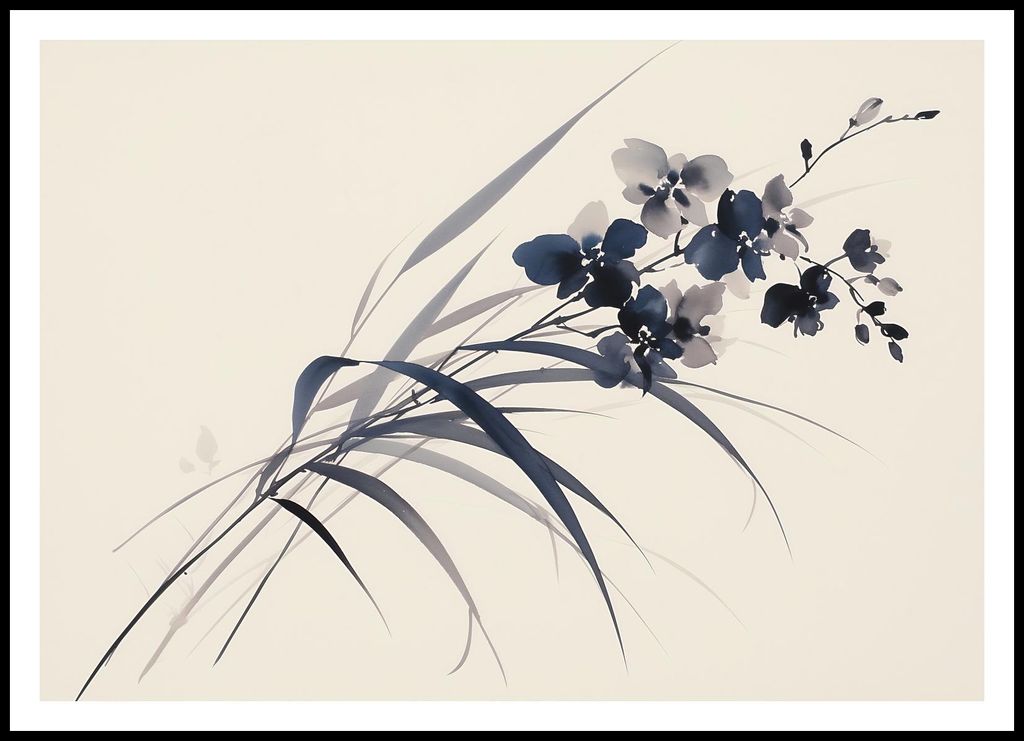 Plakat 100x70cm Orchidee in Sepia