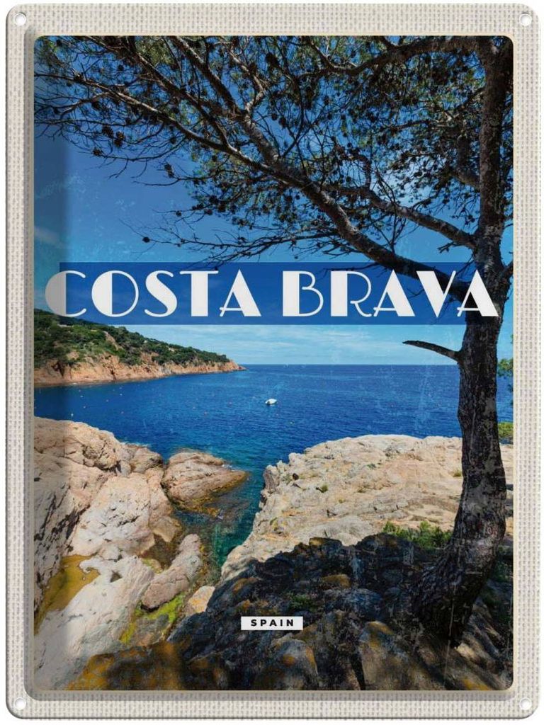 vianmo Blechschild 40x30 cm Costa brava Spain Meer Berge Bildmotiv Reisemotiv Abenteuer Reisen Urlaub