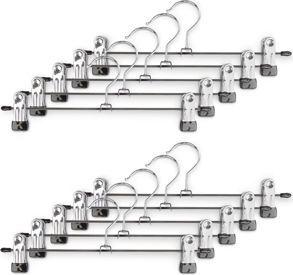 10x Klammerbügel Klammerbügel Metall Anti-Rutsch Hosenbügel Metall Kleiderbügel Rockbügel Silber