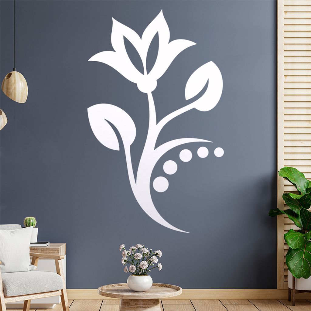 Blume - Linien Punkte Wandtattoo in 6 Größen - Wandaufkleber Wall Sticker - Dekoration, Küche, Wohnzimmer, Schlafzimmer, Badezimmer